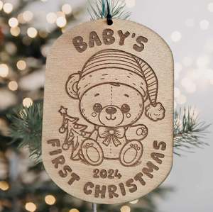 Custom Christmas Decorations: Baby's First Christmas Wooden Christmas Decoration