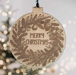 Merry Christmas Wreath Wooden Christmas Decoration