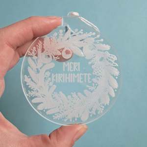 Meri Kirihimete Wreath Clear Acrylic Christmas Decoration