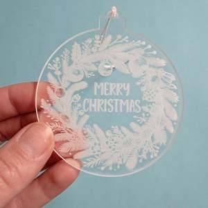 Merry Christmas Wreath Clear Acrylic Christmas Decoration