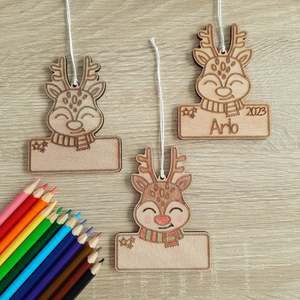 Custom Christmas Decorations: Personalised Reindeer Wooden Christmas Decoration