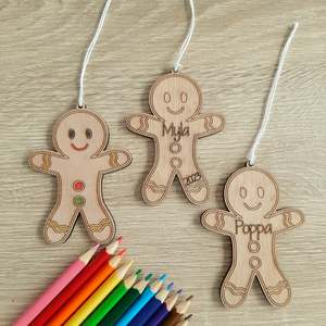 Custom Christmas Decorations: Personalised Gingerbread Man Wooden Christmas Decoration
