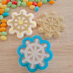 Raised Acrylic Fondant Stamps: Ship's Wheel Raised Acrylic Fondant Stamp & Cookie Cutter