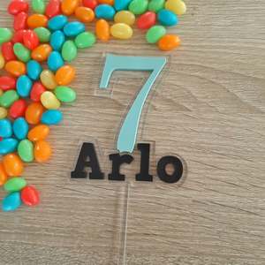 Number Cake Toppers: Name & Number Layered Acrylic Cake Topper