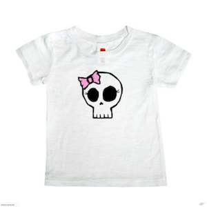 T Shirts: Girly Skull Burnout T-shirt (white)