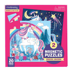 Mudpuppy: Mudpuppy Magical Unicorn Magnetic Puzzle Double-Sided 20pc
