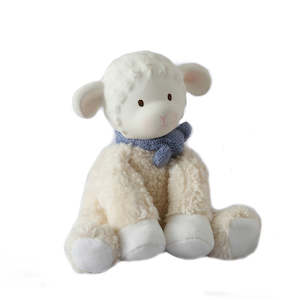Tikiri: Tikiri Lucas Lamb With Rubber Teether Head & Blue Bow