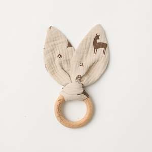 Baby Toys: Over The Dandelions Organic Muslin Bunny Ears Teether - Woodlands