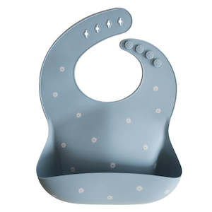 Bibs: Mushie Silicone Baby Bib - White Daisy