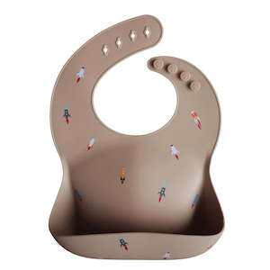 Bibs: Mushie Silicone Baby Bib - Rocket