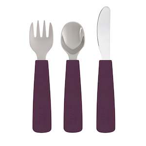Tableware: We Might Be Tiny Toddler Feedie Cutlery Set - Plum