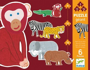Djeco: Djeco Henri & Safari Friends Progressive Puzzle - Set Of 6