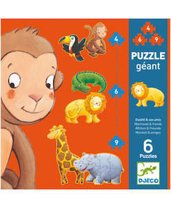 Djeco: Djeco Marmoset & Jungle Friends Progressive Puzzle - Set Of 6