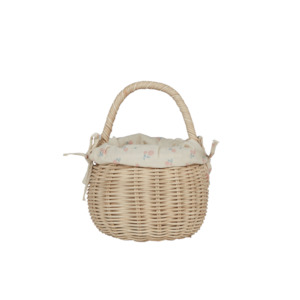 Imaginary Play: Olli Ella Rattan Berry Basket with Lining - Pansy