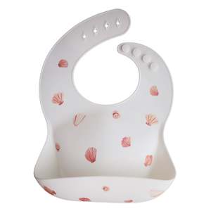 Mushie Silicone Baby Bib - Light Shell