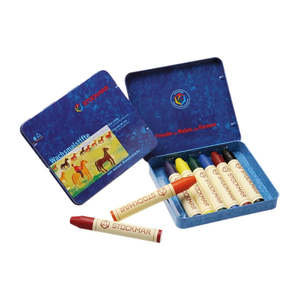 Stockmar Wax Stick Crayons Metal Case - 8 Colours
