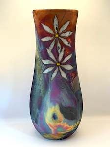 Mark James: Raku Vessel Clematis Paniculata (ed.158)
