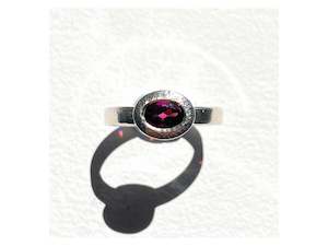 Oval Sterling Silver Bezel Ring - Garnet