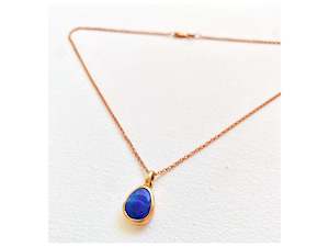 Blue Opal (2ct) + 9ct Rose Gold Necklace
