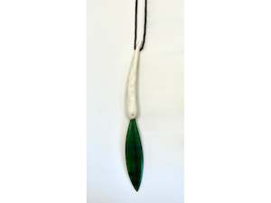 Maire Leaf Pendant - Pounamu + Antler tine