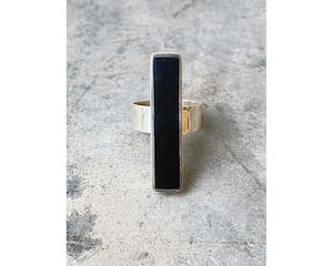 Oblong black jade ring