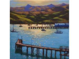 Philip Beadle: Akaroa Wharf from Akaroa Yacht Club