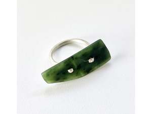 Jade and silver ring