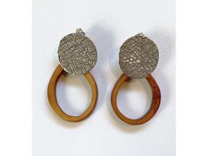 Silver Textured Stud with Antler Hoop