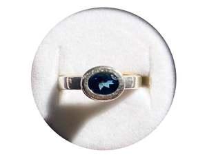 Horizontal Oval Bezel Ring - London Topaz