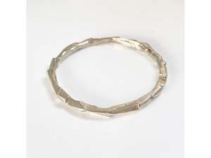 Medium Narrow White Bronze Bangle