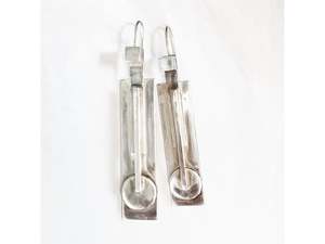 Long Geometric Silver earrings