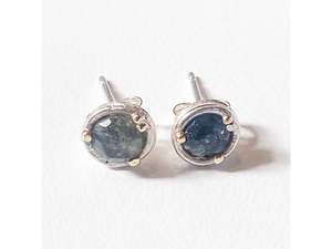 Natalie Salisbury: Studs future artifacts blue spinel + silver + 9ct yellow gold