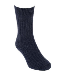 Possum Merino: Possum Merino Ribbed Socks Denim