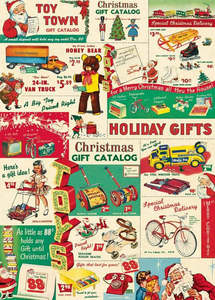 Christmas: Cavallini Poster or Gift Wrap -  Christmas Toy Catalogue