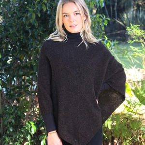 Possum and Merino Poncho Brown Marl