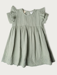 Muslin Charlotte Dress Short Sleeve Matcha
