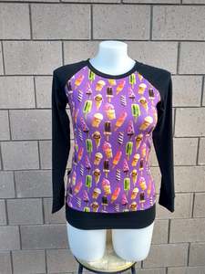 Womans Ready To Post Clothes: Sz 10 Woman's Purple Icecream Raglan Top