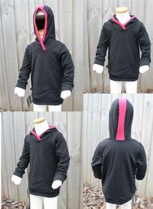 Kids Hoodies Sweatshirts Tees: SALE Sz 1,2, Winter Weight Merino Hoodie Black & Pink