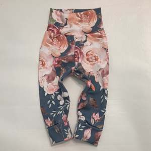 Grow With Me Size Medium 3 18m: Grow With Me Pants *Blue Floral Watercolour  Size M 3-18m
