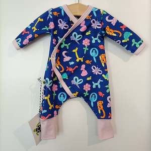Ready To Send: Prem ** Balloon Animals ** Romper 4-6lb Pink
