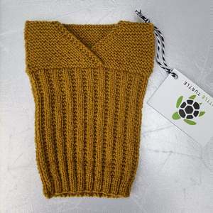 Premature Baby Clothes: Hand Knitted Merino Baby Singlet/Vest  Prem Ochre