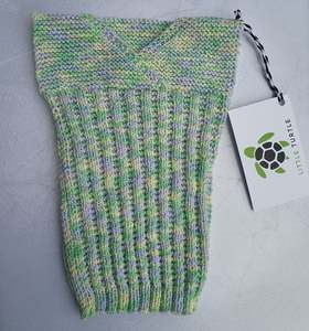 Hand Knitted Merino Baby Singlet/Vest  Prem Green and Grey