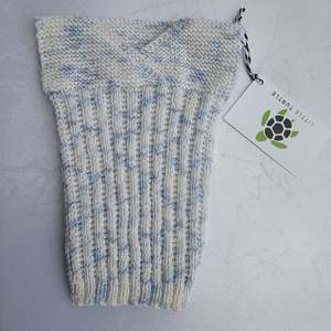 Hand Knitted Merino Baby Singlet/Vest  Prem Blue Snowflake