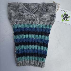 Hand Knitted Merino Baby Singlet/Vest  Grey Stripe