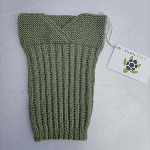 Hand Knitted Merino Baby Singlet/Vest  Prem Sage Green