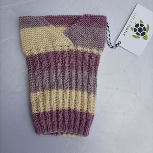 Hand Knitted Merino Baby Singlet/Vest  Prem Purple Stripe
