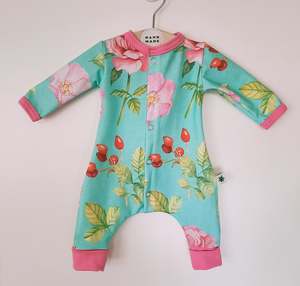 Premature Baby Clothes: Prem Aqua Rose Garden Romper  4-6 lb