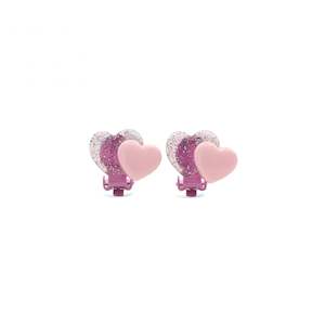 Minista: Milk x Soda Earrings | Kawaii Double Heart Clip Ons Baby Pink