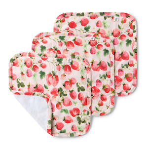 Wash Cloths 3 Pack Organic | Strawberry