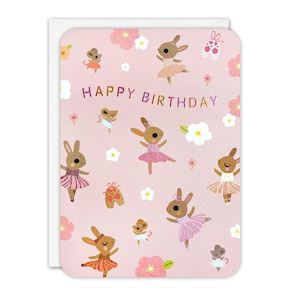 Greeting Gift Cards: Bunny Ballerinas Happy Birthday Card